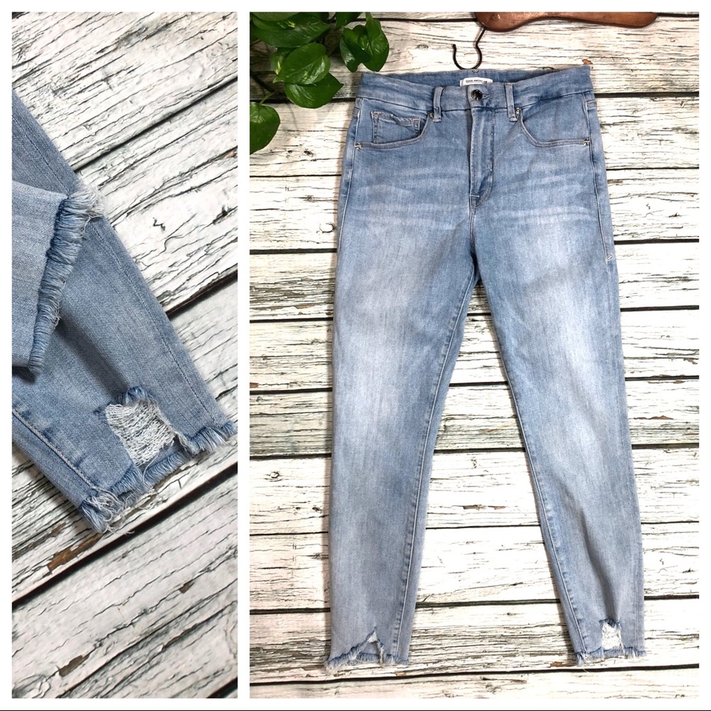 Good American high rise raw hem crop jeans Sz 10